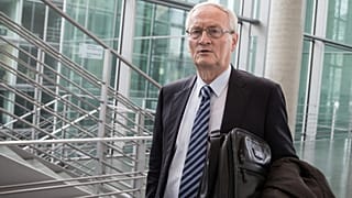 August Hanning, the former president of the Federal Intelligence Service (BND), arrives at the German parliament Bundestag in Berlin on Oct. 2, 2015