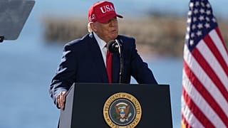El presidente Donald Trump habla en un evento de Anduril Industries, Inc., en el astillero Sparrows Point, el martes 6 de octubre de 2026, en Sparrows Point, Maryland.