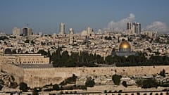 The Dome of the Rock shrine in the Al-Aqsa Mosque compound is seen from the Mount of Olives in Jerusalem, Friday, Oct. 2, 2026.