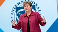 Arquivo. A diretora-geral do Fundo Monetário Internacional (FMI), Kristalina Georgieva, fala numa conferência de imprensa em Washington, 9 de abril de 2026