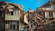 Ukraine building hit by Russian missile
