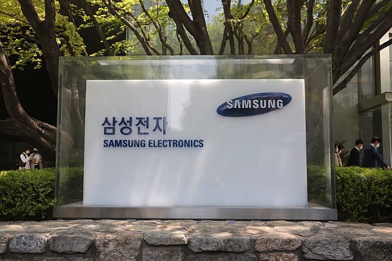 ΑΡΧΕΙΟ. Λογότυπο της Samsung Electronics στα γραφεία της στη Σεούλ, Νότια Κορέα, 2020