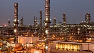 QatarEnergy LNG facilities pictured at dusk. File photo.