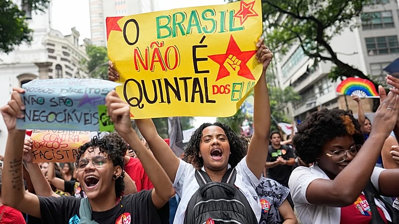 Pro-Lula-Demonstration gegen Flávio Bolsonaro in Rio de Janeiro, 7. Oktober 2026
