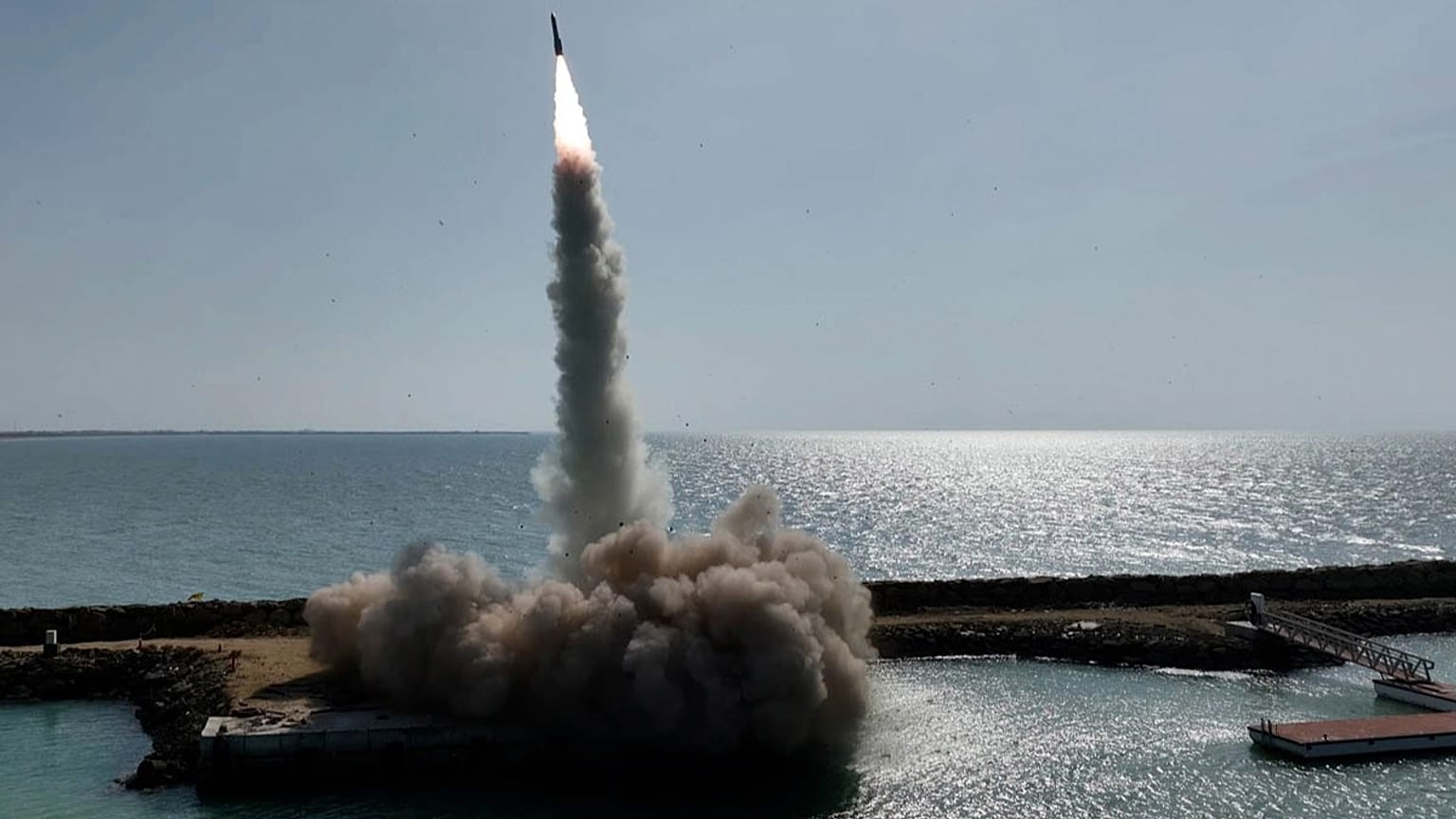 FILE: In this picture released by the official website of the Iranian army, a missile is launched during a military drill in southern Iran, 19 January 2024
