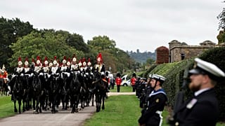 Royal Navy guards line the route at Windsor Castle during Donald Trump's state visit to the UK on 17 September 2025.