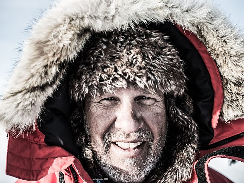 Portrait of Ramón Larramendi during one of his expeditions.