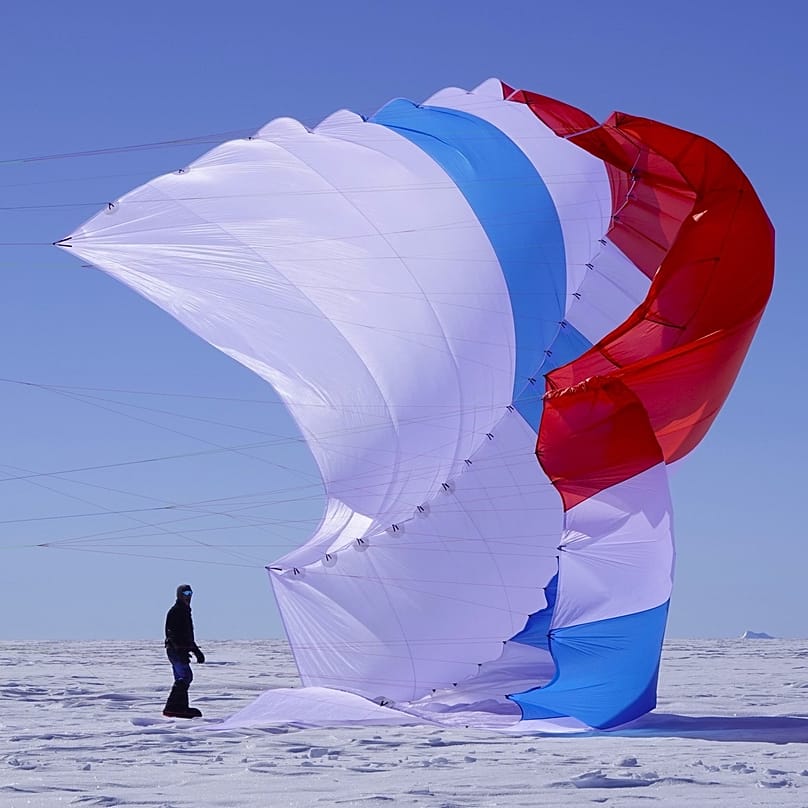 Spaniard Ramón Larramendi drew on Inuit culture to design his kite-powered sled.