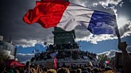 Student protesters in central Paris, 8 October 2027
