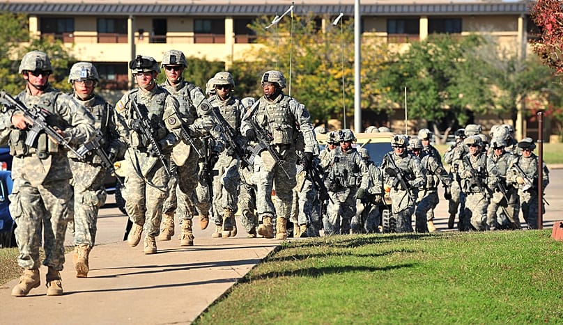 File picture taken on 5 November 2009, soldiers from the 3rd Armored Cavalry Regiment storm the grounds to apprehend a mass shooter in Fort Hood.