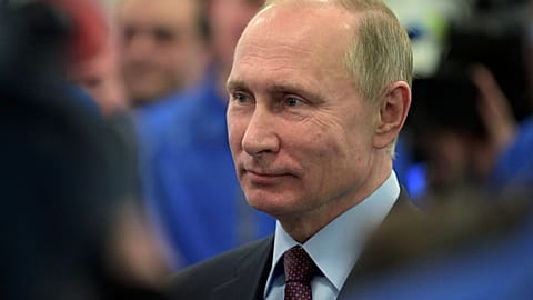 Russian President Vladimir Putin visits the Liquified Natural Gas plant Yamal LNG in the port of Sabetta on the Yamal peninsula beyond the Arctic circle. December 2017.
