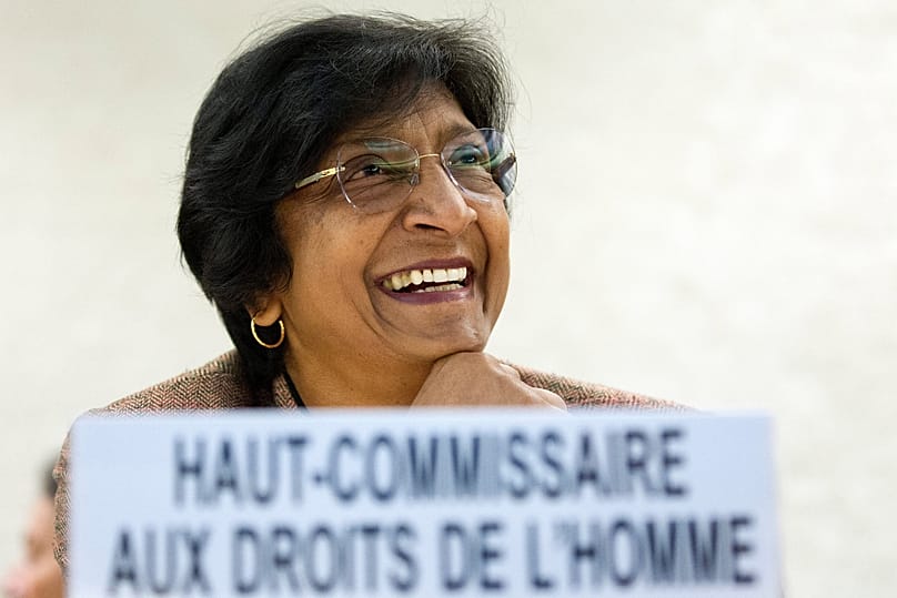 Navanethem Pillay prior to the opening of a session of the Human Rights Council at the European headquarters of the United Nations in Geneva, Switzerland, June 18, 2012.