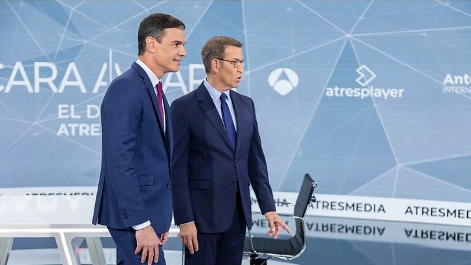 Archivo: Pedro Sánchez y Alberto Núñez Feijóo en el debate electoral de 2023
