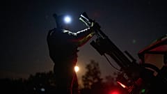 A Ukrainian air defense soldier gets ready to repel Russia's drone attack in Kyiv, Ukraine, late Saturday, Sept. 19, 2026.