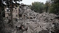 A residential building is seen destroyed after a Russian airstrike in Zaporizhzhia, Ukraine, Saturday, Oct. 10, 2026.