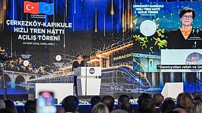 AB Genişlemeden Sorumlu Komiseri Marta Kos, Çerkezköy–Kapıkule hızlı tren hattının açılışı için Edirne’de, 9 Ekim 2026.