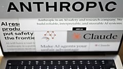  Pages from the Anthropic website and the company's logos are displayed on a computer screen in New York on Thursday, Feb. 26, 2026.