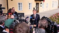 Czech Republic's Prime Minister Andrej Babis talks to media after casting his vote during senate and local elections in Pruhonice, Czech Republic, Friday, Oct. 9, 2026.