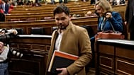 El líder de Esquerra Republicana de Cataluña (ERC), Gabriel Rufián, llega al parlamento español en Madrid, el 4 de enero de 2020.