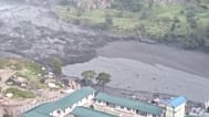 Aerial taken from army helicopter showing the Budhi Gandaki River swollen by flash flood