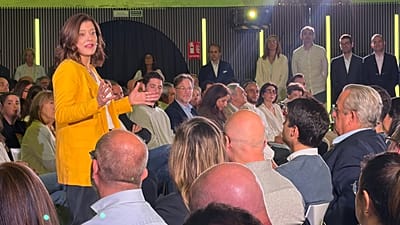 Miriam González during the presentation of Democracy21 in Madrid on 10 October 2026.