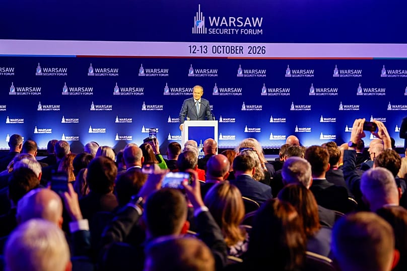 Premier RP Donald Tusk podczas Warsaw Security Forum 2026.