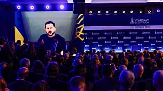 Wołodymyr Zełenski przemawia na Warsaw Security Forum, 12.10.2026 r.
