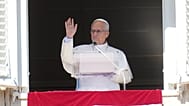 Pope Leo XIV delivers the Angelus prayer in St. Peter's Square at the Vatican, Sunday, Oct. 11, 2026.