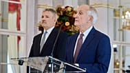 Fejes Péter volt Vas megyei főügyészhelyettes és Baka András köztársasági elnök a Sándor-palotában 2026. október 12-én.