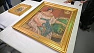 Recovered paintings "Portrait of Madame Colonna Romano", right, and "Young Woman at the Well," stolen from the Renoir Museum in Cagnes-sur-Mer.