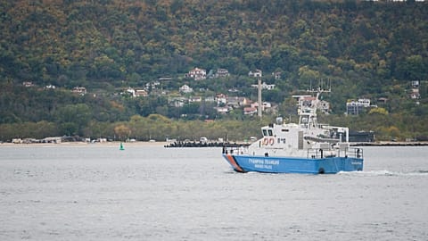 Border Police vessel carries sailors rescued from the drone-attacked ship Chelsea 3 to the port of Varna, 13 October, 2026