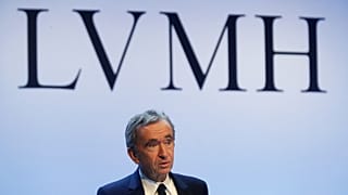 File - FILE - CEO of LVMH Bernard Arnault presents the group's 2019 results during a press conference, in Paris, Tuesday, 28 Jan. 2020. 