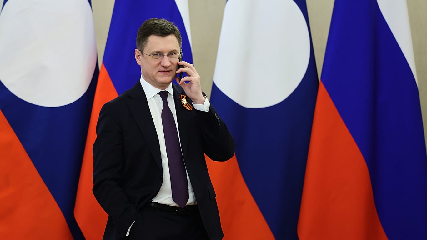 Russia's Deputy Prime Minister Alexander Novak speaks on the phone for the celebrations of the 81st anniversary of the Soviet Union's victory over Nazi Germany, May 2026. 