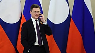 Russia's Deputy Prime Minister Alexander Novak speaks on the phone for the celebrations of the 81st anniversary of the Soviet Union's victory over Nazi Germany, May 2026. 