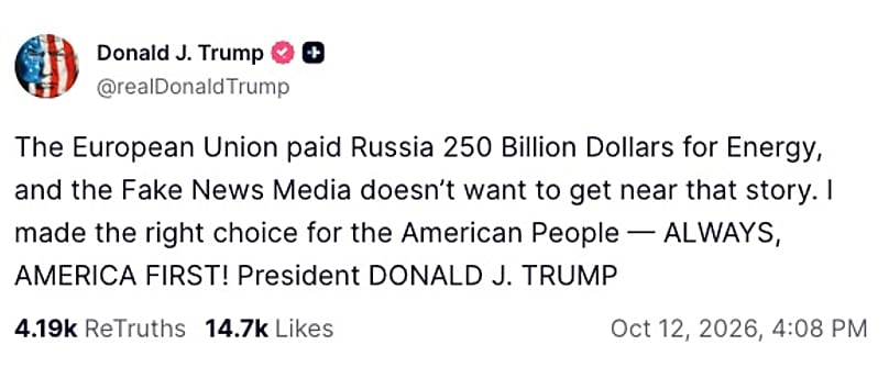 US President Donald Trump / Truth Social