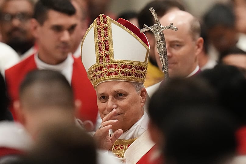 Pope Leo XIV arrives to celebrate a mass in St. Peter's Basilica at the Vatican, 8 October, 2026