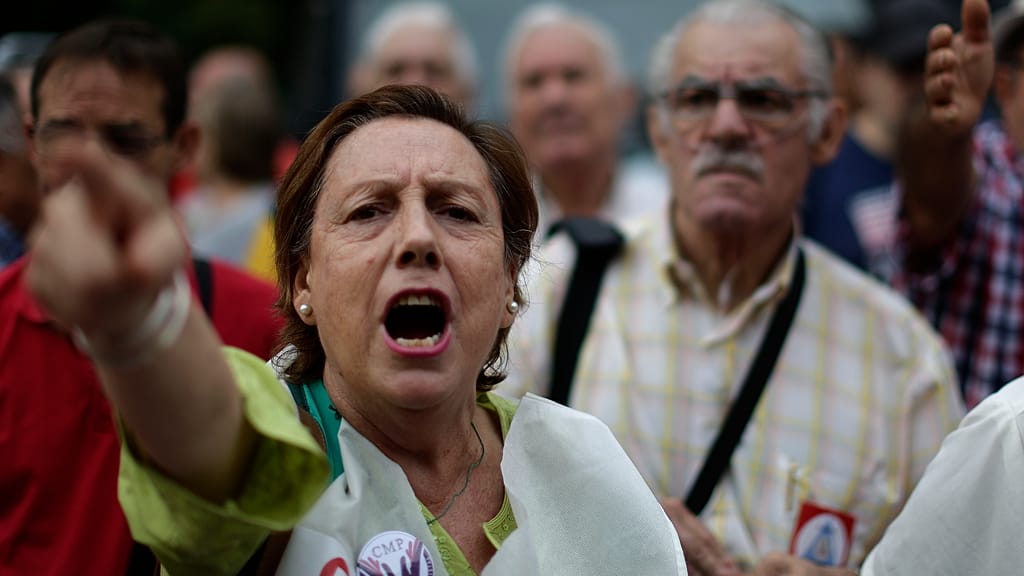 Pensioners stage a protest in a photo taken on Wednesday 26 September 2018 in Madrid, Spain.
