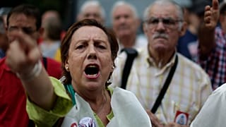 Unos pensionistas protestan en una foto tomada el miércoles 26 de septiembre de 2018 en Madrid, España