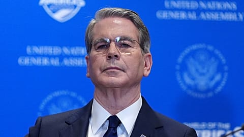 File - Treasury Secretary Scott Bessent attends a meeting at UN headquarters, 22 September 2026.
