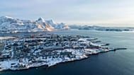 Houses near the coast of a sea inlet of Nuuk, 25 January, 2026