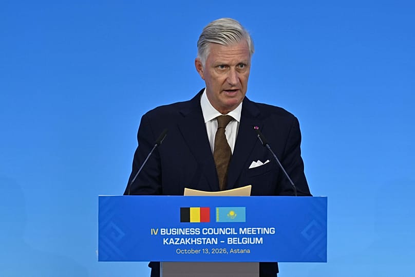 King Philippe of Belgium speaks at the Belgium-Kazakhstan Business Council in Astana.