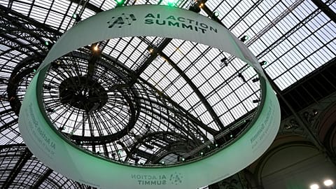 A general view during an Artificial Intelligence Action Summit at the Grand Palais in Paris, Monday, Feb. 10, 2025. 