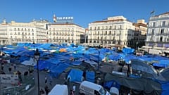 The camp continues at Puerta del Sol in Madrid, Spain, on 15 October 2026.