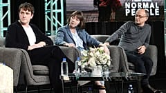 Paul Mescal, Sally Rooney and Ed Guiney participate in Hulu's "Normal People" panel during the Winter 2020 Television Critics Association Press Tour 