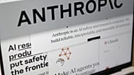 FILE. Pages from the Anthropic website and the company's logo are displayed on a computer screen in New York, 26 Feb. 2026