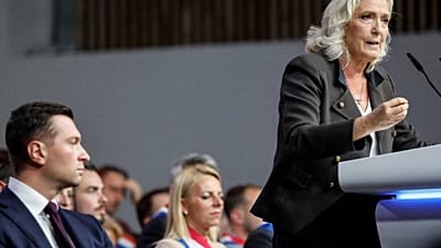 FILE: The French far-right leader Marine Le Pen delivers her speech in Henin-Bea