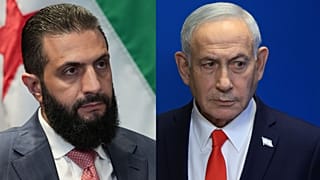 رئيس الوزراء الإسرائيلي بنيامين نتنياهو (يميناً) والرئيس السوري الانتقالي أحمد الشرع (يساراً)
