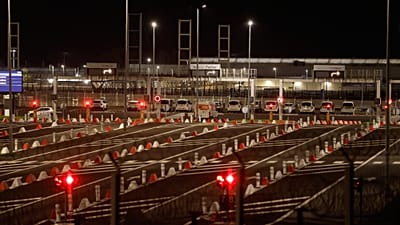 The Eurotunnel terminal site after a shuttle bus crashed into a stationary freight train inside the Channel Tunnel's secure loading terminal in Coquelles, 16 October, 2026