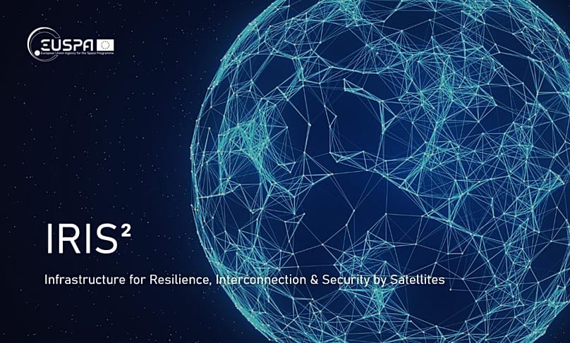 A graphic advertising IRIS² on the website of the European Union Agency for the Space Programme