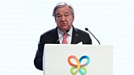 United Nations Secretary-General Antonio Guterres addresses a Leaders' Summit ahead of the start of the UN Biodiversity Conference, or COP17, Yerevan, Armenia, Oct. 16, 2026. 